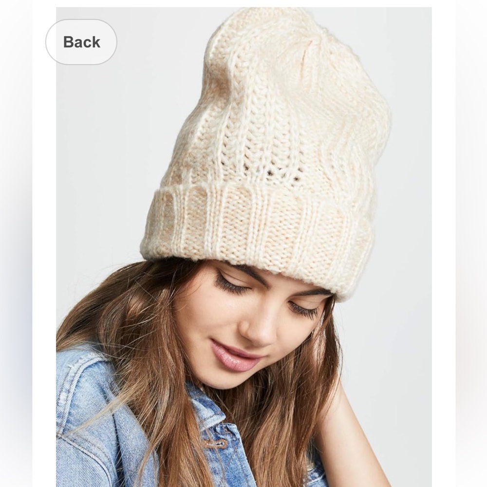 FREE People Harlow Cable-knit Cream Beanie Hat Retail $35 - Picture 2 of 6